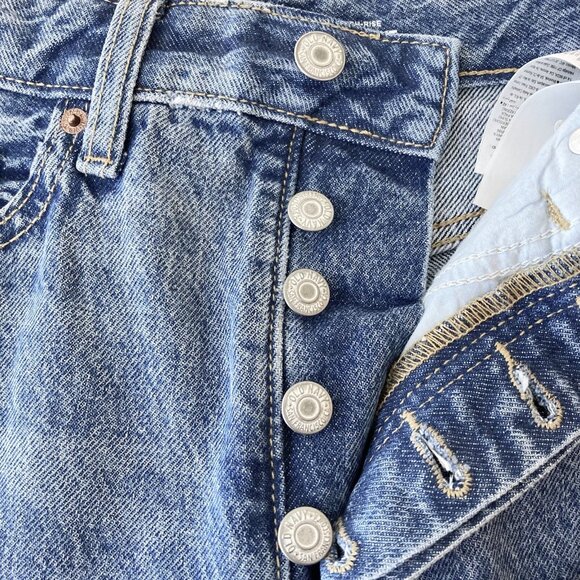 Old Navy Womens Denim Jeans Size 4 Distressed High Rise Straight Leg Cotton Blue - Picture 6 of 11